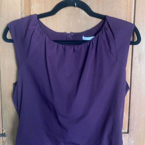 Diane Von Furstenberg Tulipan sleeveless plum ruched midi dress NWT - Picture 3 of 11